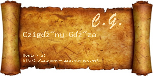 Czigány Géza névjegykártya